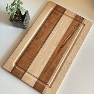 Handmade Hickory, Cherry & Walnut Cutting Board with Juice Grooves
